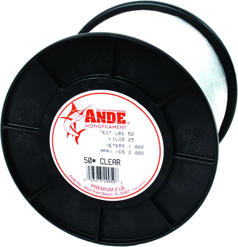 Ande A2-50C Premium Monofilament Fishing Line 2Lb Spool 50 lb 2000 Yards Clear