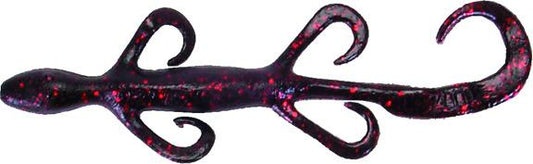 Zoom 002001 Lizard 6 Inch Fishing Lure 9 Per Package Black And Red Glitter