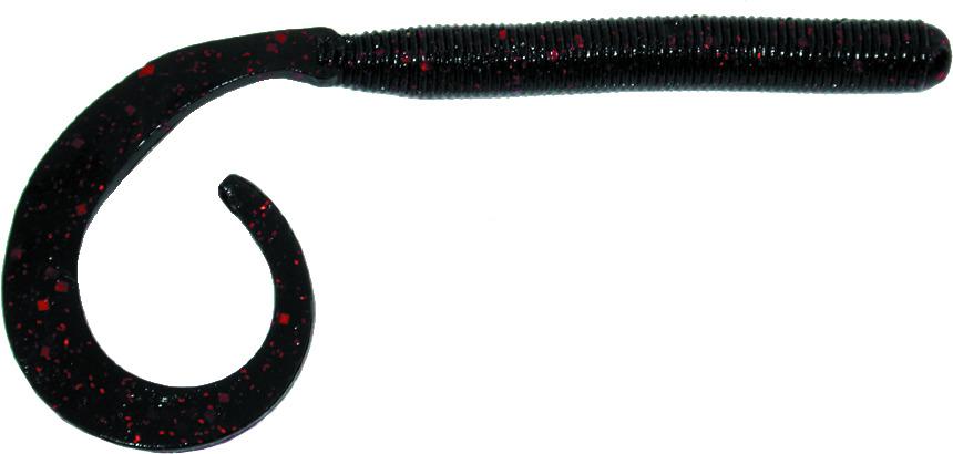 Zoom 010001 Curly Tail Finesse Worm 4" 20Pk Black And Red Glitter