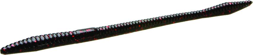 Zoom 006001 Trick Worm 6 1/2" 20Pk Black And Red Glitter