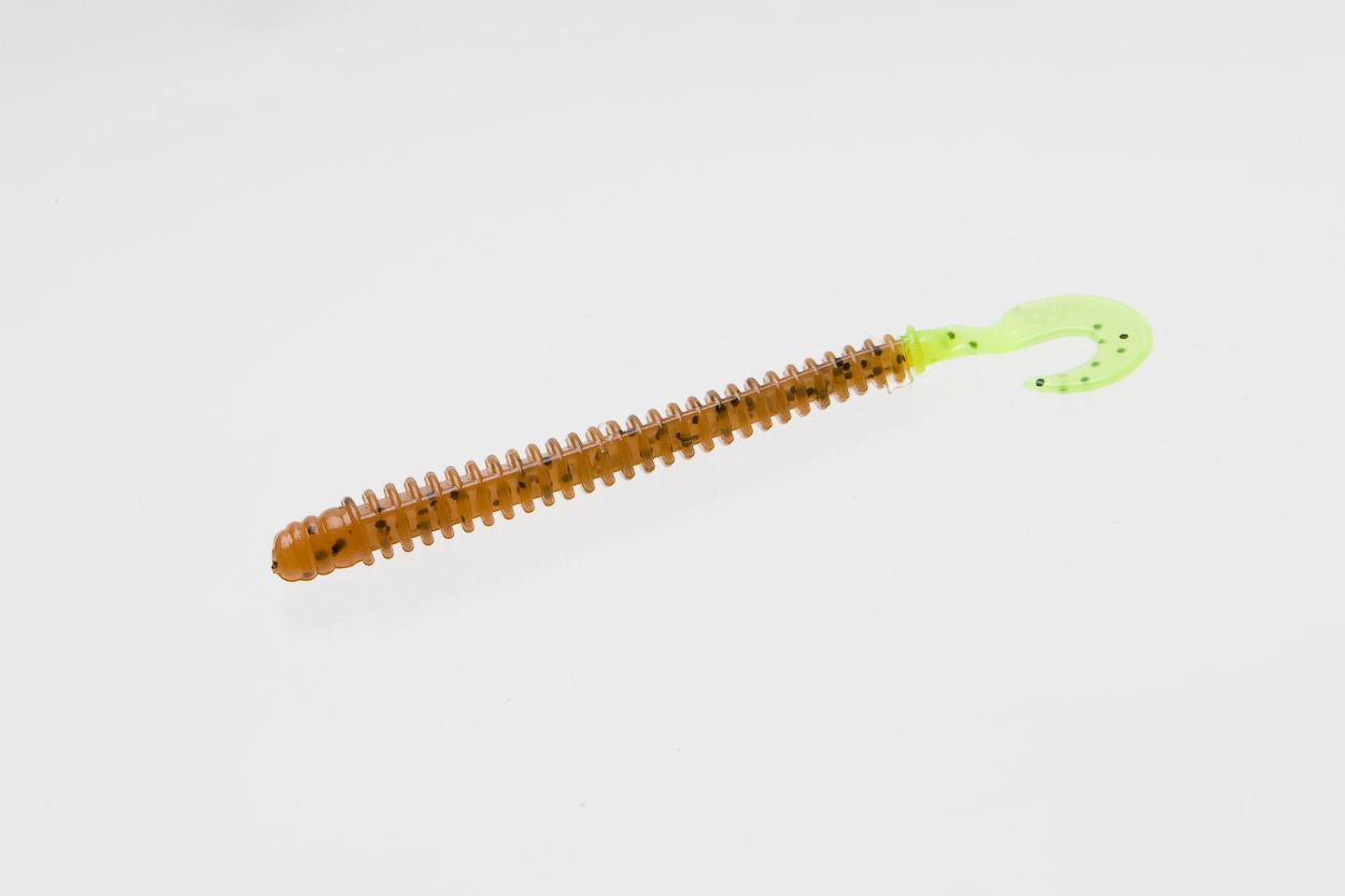 Zoom 017015 Dead Ringer Finesse Worm 4" 20Pk Pumpkin Chartreuse