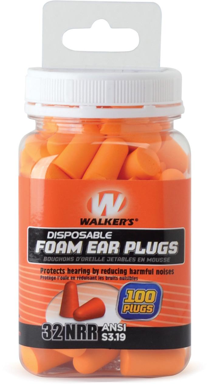 Walkers GWP-FP-50PK Foam Ear Plugs Orange, NRR 32dB, 100 pc Jar