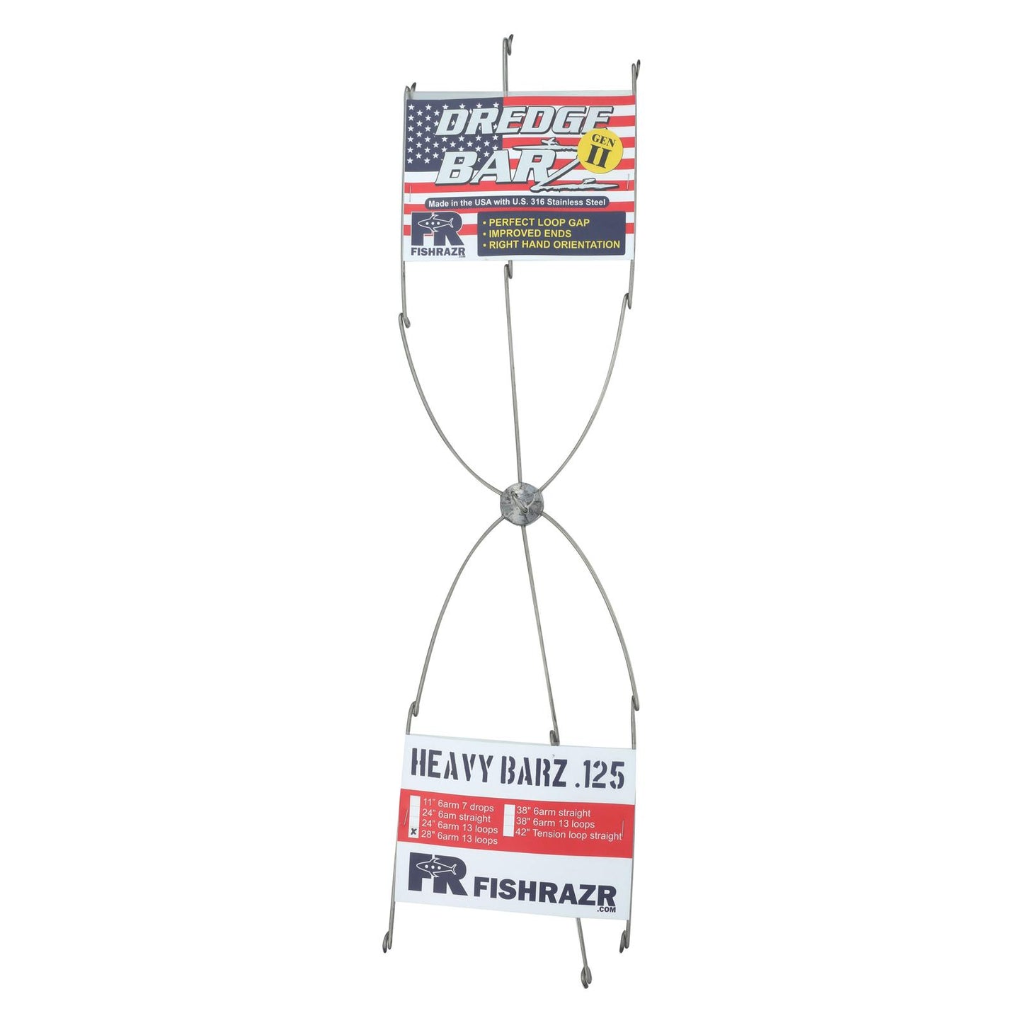 Fish Razr FR970 28" Heavy LoopZ dredge bar (.125)- 6arm, 13 loops