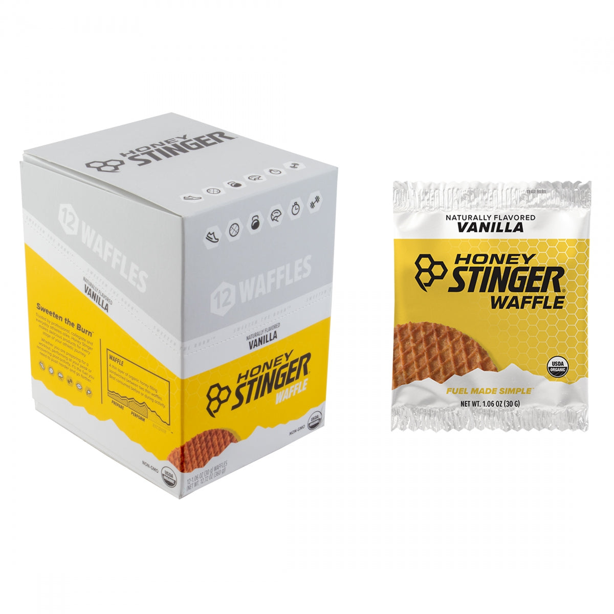 HONEY STINGER FOOD HS WAFFLE ORGANIC VANILLA BXof12