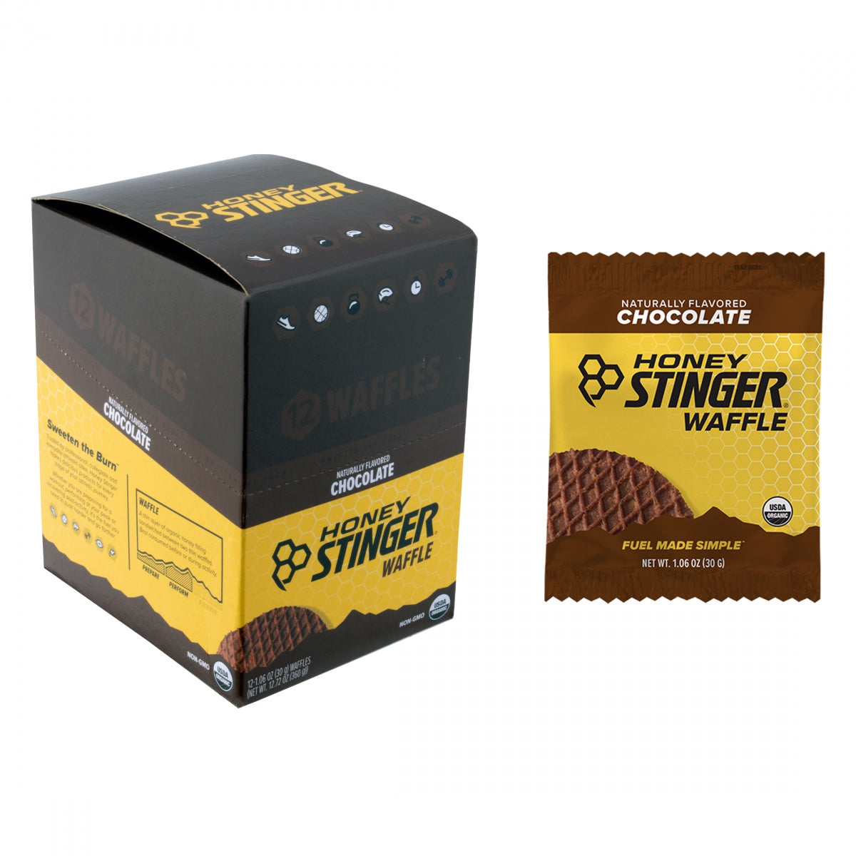 HONEY STINGER FOOD HS WAFFLE ORGANIC CHCOLATE BXof12